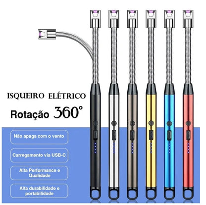 Isqueiro Eletrônico Recarregável USB – Perfeito para Fogão de Churrasco!