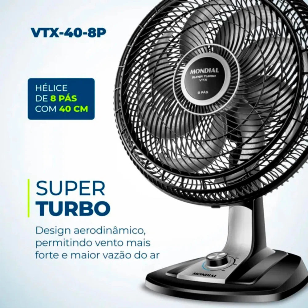 Ventilador de Mesa Mondial Super Turbo 140W 8 Tons