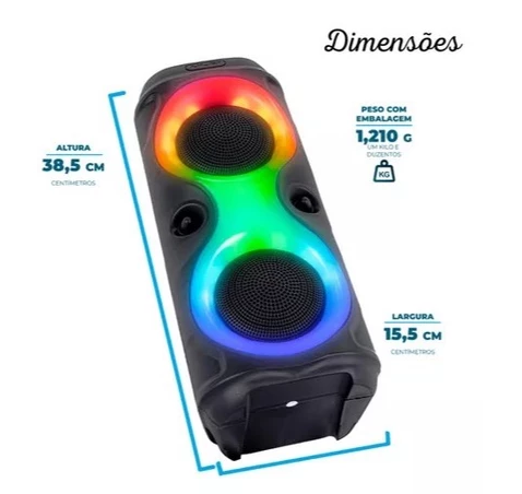 Caixa de Som Bluetooth Com LED RGB